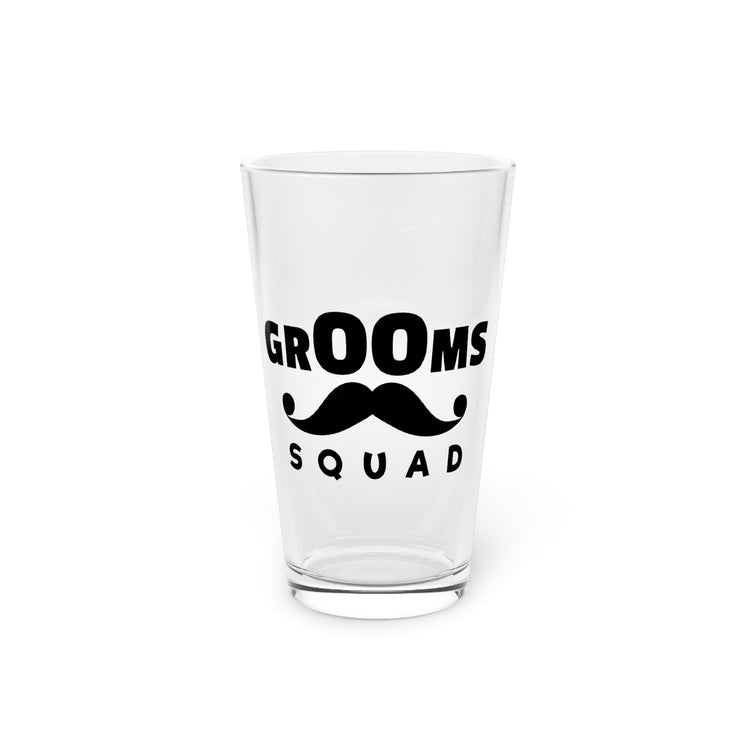 Beer Glass Pint 16oz Funny Groom Squad Wedding Bachelors Mustache Wedding  Grooms Bridal Engagement Fiance