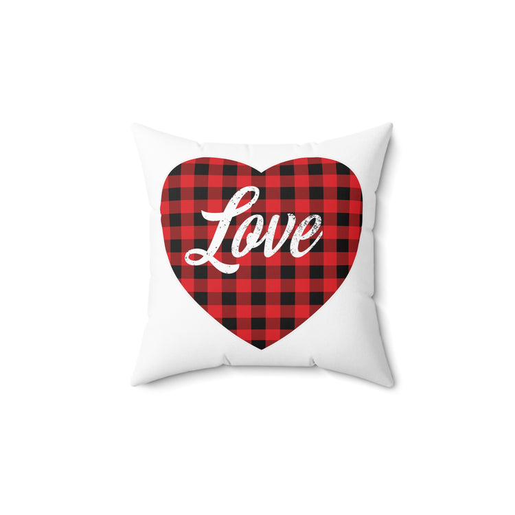 buffalo plaid heart 2 Spun Polyester Square Pillow