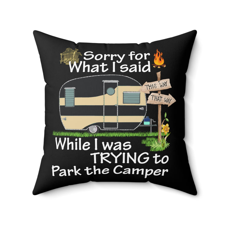 Humor Trailer Camper Family Wilderness Trip Spun Polyester Square Pillow