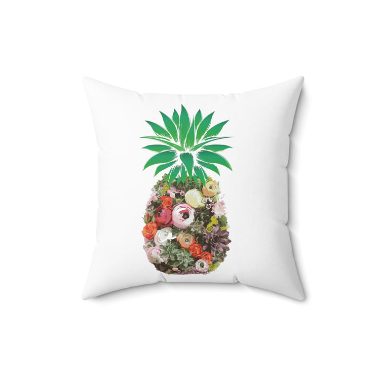 Floral Pineapple Aloha Summer Vegan Spun Polyester Square Pillow