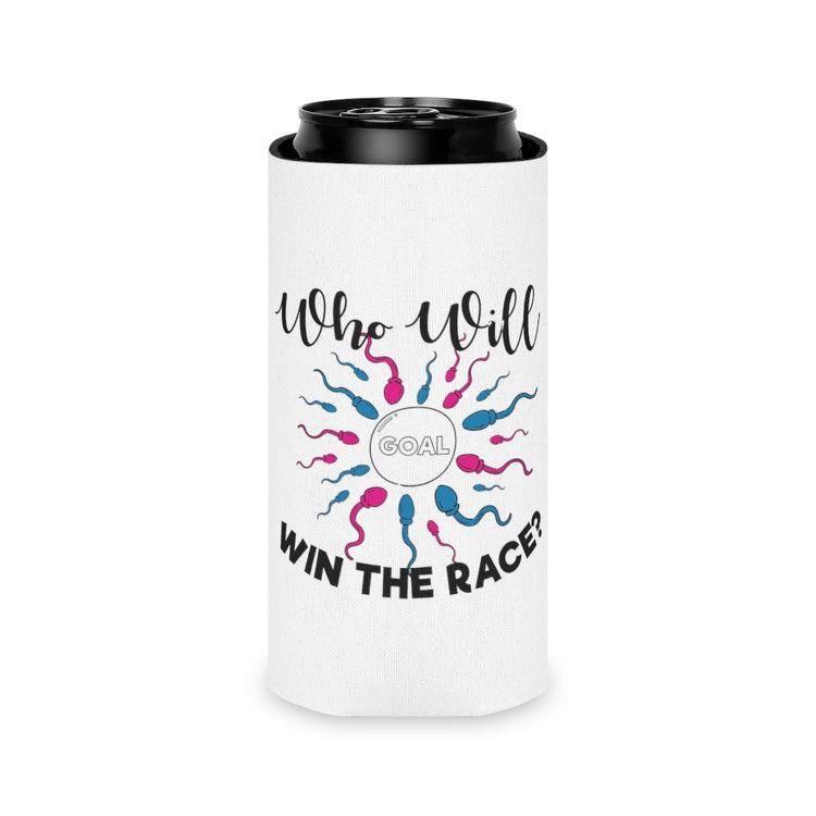 Beer Can Cooler Sleeve   Who Will Win The Race Funny Gender Announcement