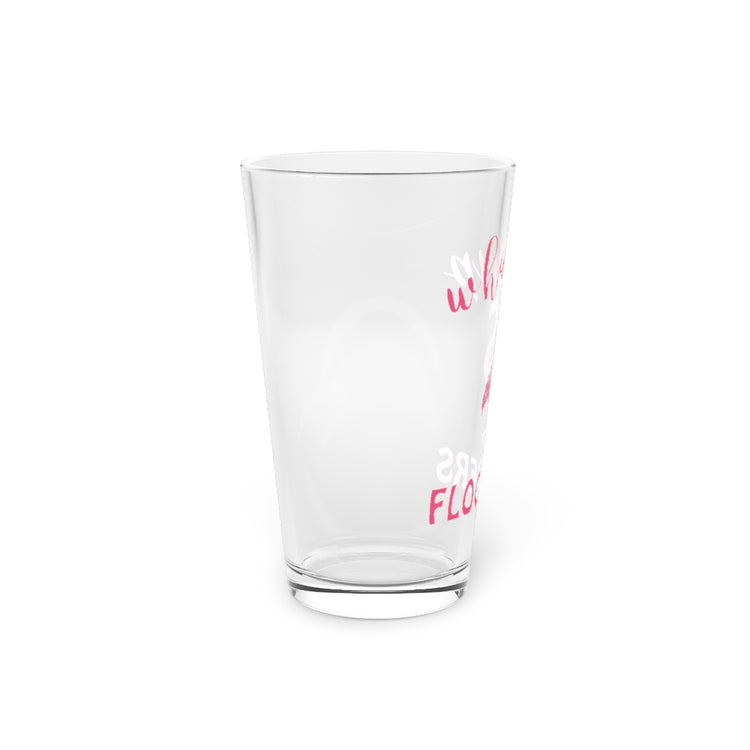Beer Glass Pint 16oz Funny Novelty Tropical Flamingos Humorous Whassup Flockers?