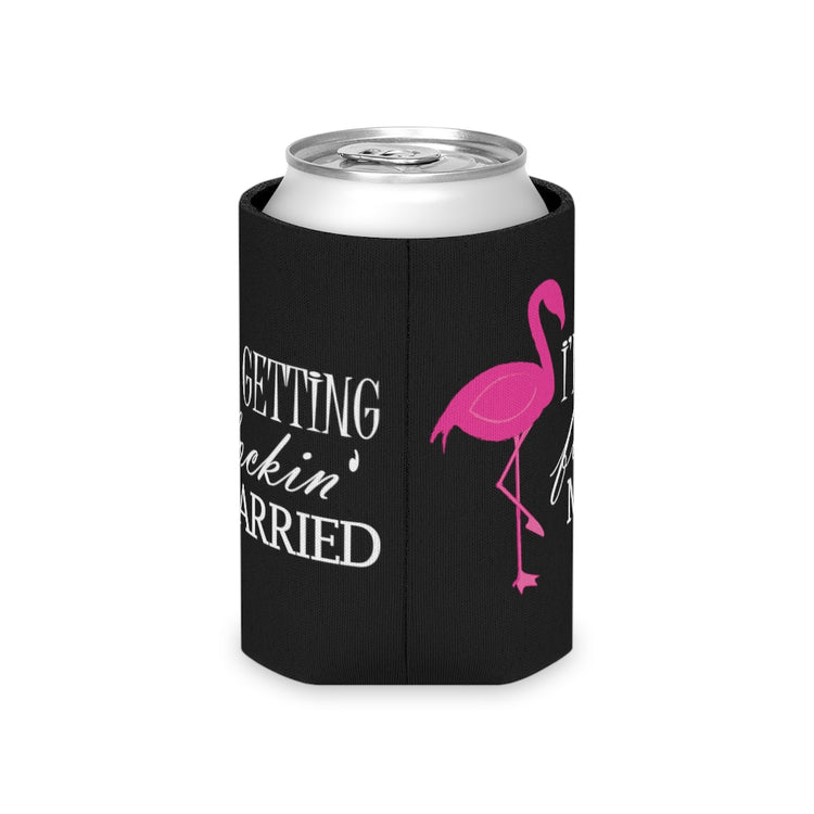 Beer Can Cooler Sleeve Humorous Bridal Entourages Flamingoes Illustration Puns Hilarious Bridesmaids