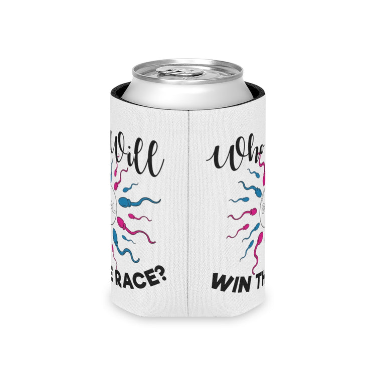 Beer Can Cooler Sleeve   Who Will Win The Race Funny Gender Announcement