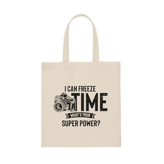 Novelty What's Your Superpower Cameraman Photography Lover Hilarious Photographers Photojournalist Photo Fan Canvas Tote Bag