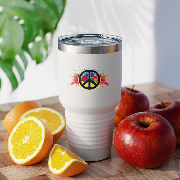 30oz Tumbler Stainless Steel  Colors Hilarious Paint Peace Hipsters Sign Illustration Gags Humorous Splattered