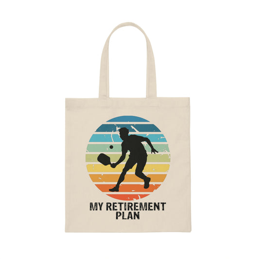 Canvas Tote Bag Funny Saying My Retirement Plan Pickleball Introverted Sport Hilarious Sports Sarcastic Women Men Dinks Sarcasm Canvas Tote Bag