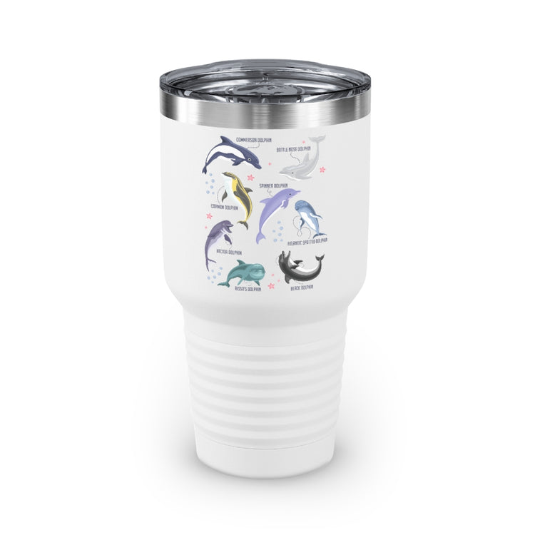 30oz Stainless Steel Tumbler Colors Inspirational Environmentalism Dolphin Illustration Gags Motivational