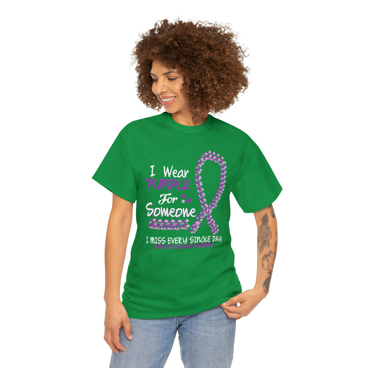 Shirt Funny Wear Purple Domestic Violence Awareness Survivor Fun Empowerment Support T-Shirt Unisex Heavy Cotton Tee