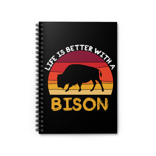 Vintage Calves Make Our Lives Greater Graphic Tee Shirt Gift | Retro Plains Bison's Silhouette Men Women T Shirt Spiral Notebook - Ruled Line