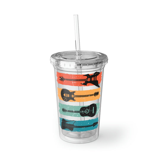 16oz Plastic Cup Humorous Old-Fashioned Electronic Guitars Music Performing  Nostalgic Accordionist Instrumentalist