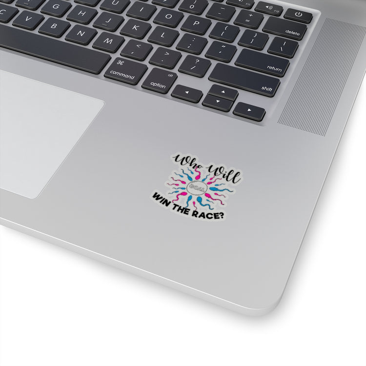 Sticker Decal Who Will Win The Race Funny Gender Announcement Stickers For Laptop Car