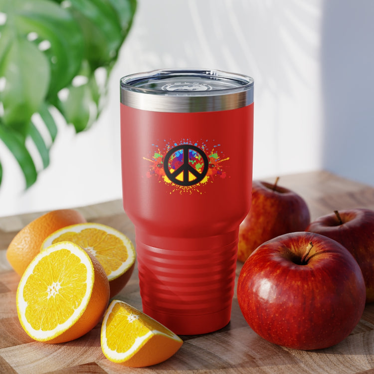 30oz Tumbler Stainless Steel  Colors Hilarious Paint Peace Hipsters Sign Illustration Gags Humorous Splattered