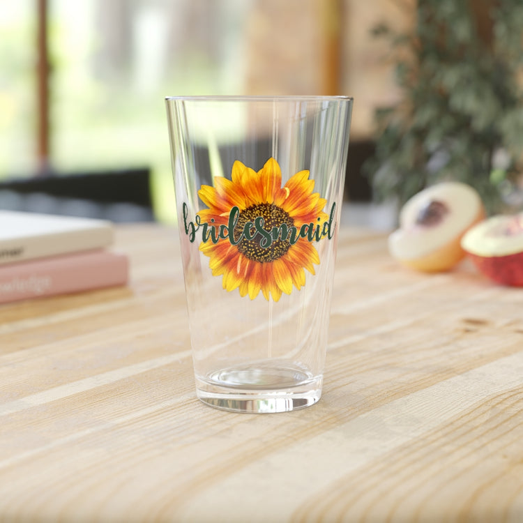 Beer Glass Pint 16oz Bridesmaid Sunflower