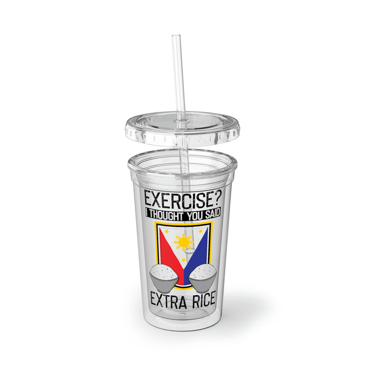 16oz Plastic Cup Humorous Filipinos Eating Enthusiasts Illustration Line Pun Hilarious Asian Cuisines Devotees Saying