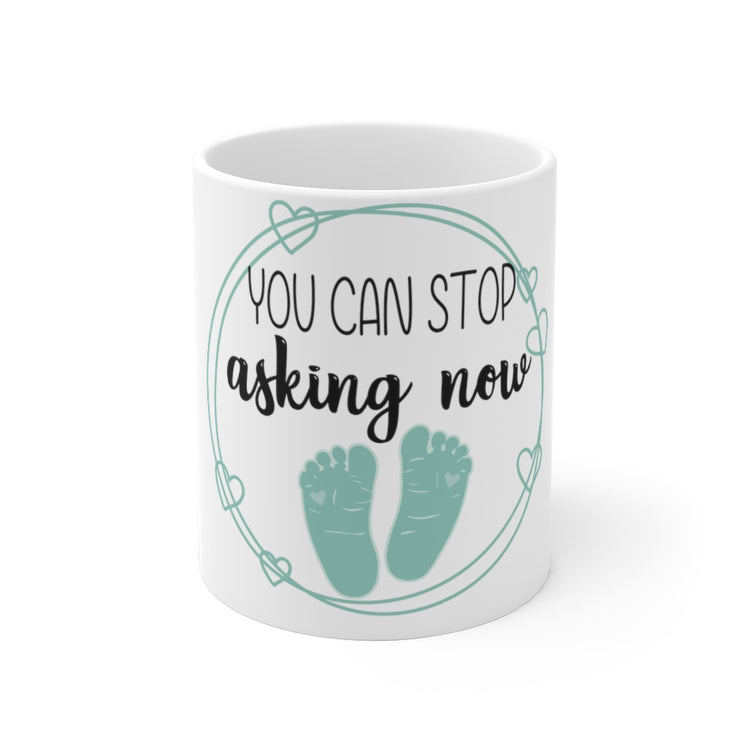 White Ceramic Mug  Humorous Babies Bellies Expecting Mommas Reveals Sayings Hilarious Birthing Offsprings Tummies Statements