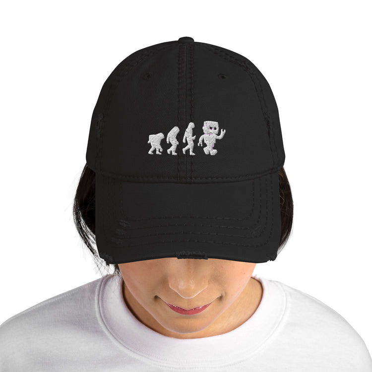 Distressed Dad Hat Novelty Mechanical Transformation Robotlike Cyborg Lover Hilarious Artificial Intelligence Genetics Fan