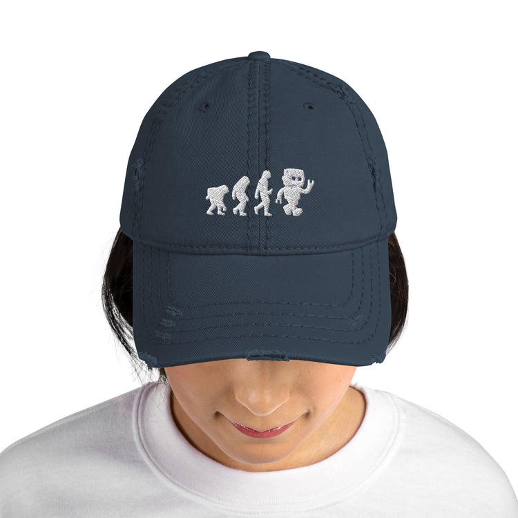 Distressed Dad Hat Novelty Mechanical Transformation Robotlike Cyborg Lover Hilarious Artificial Intelligence Genetics Fan