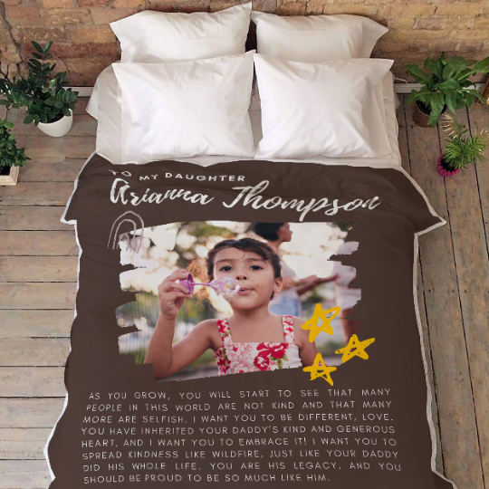 Personalized Photo Name Daughter Blanket