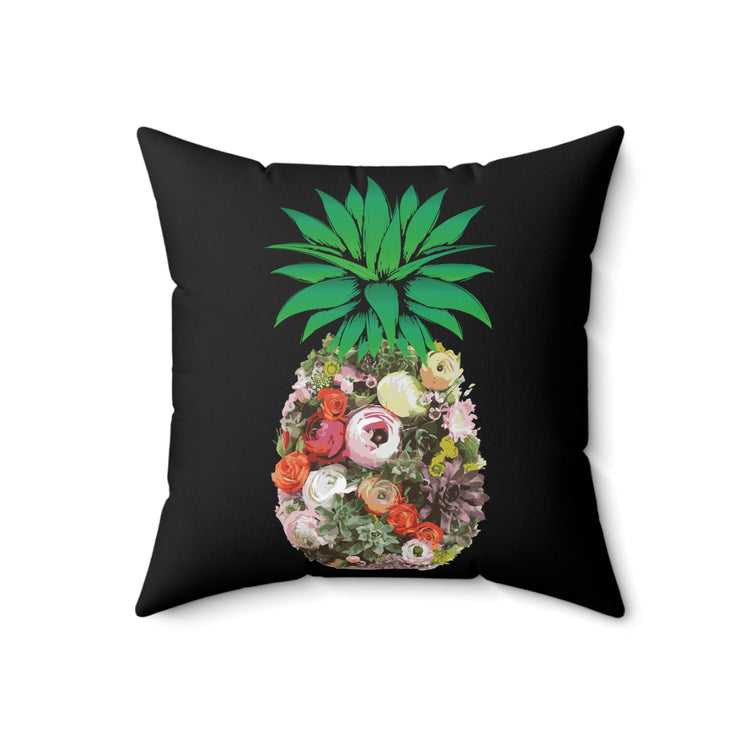 Floral Pineapple Aloha Summer Vegan Spun Polyester Square Pillow