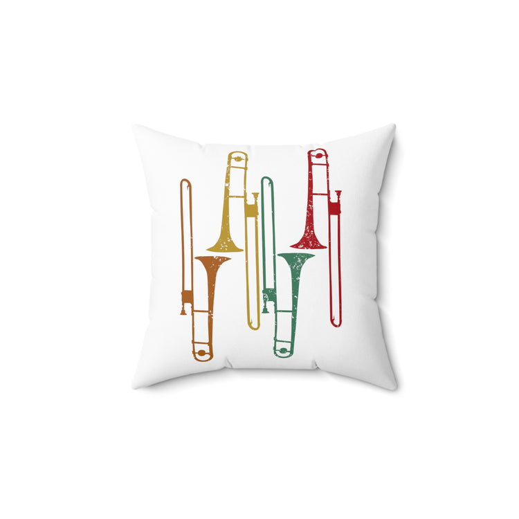 Retro Trombonist Jazz Music Horn Trumpets Spun Polyester Square Pillow