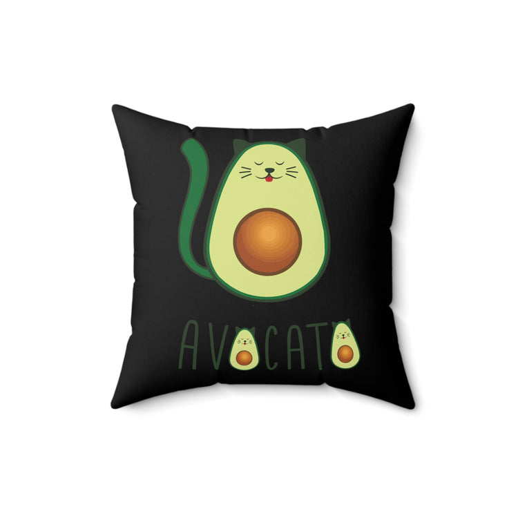 Cute Avocato For Men Women Cat Lover Spun Polyester Square Pillow