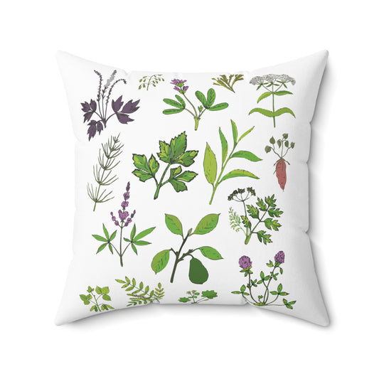 Botanical Print Plant Spun Polyester Square Pillow