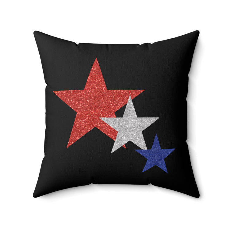 Three Stars Fourth Of July Spun Polyester Square Pillow