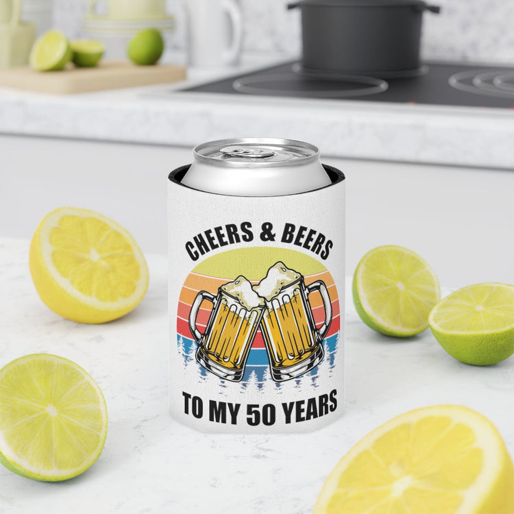 Beer Can Cooler Sleeve Novelty Vintage Cheers And Beer To My 50 Years Celebrant Hilarious Birth Feasts