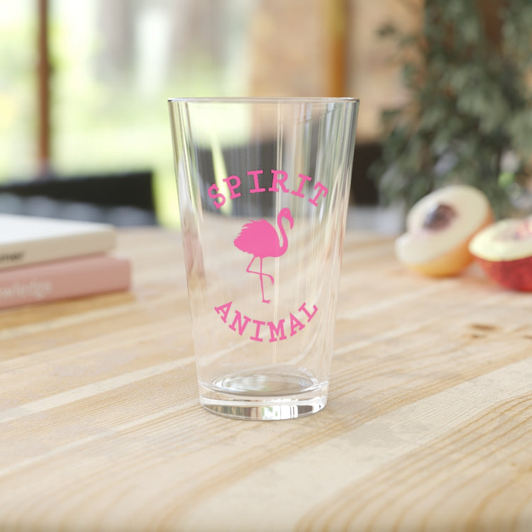 Beer Glass Pint 16oz  Spirit Animal Flamingo Bird Lover Gift