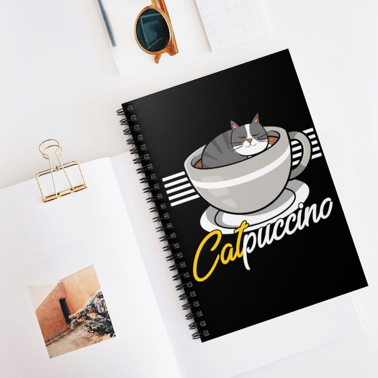 Spiral Notebook  Hilarious Catpuccino Caffeine Stimulant Beverages Enthusiast Humorous Caffeinated Drinks Freshly Brewed Lover