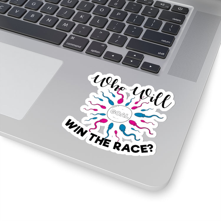 Sticker Decal Who Will Win The Race Funny Gender Announcement Stickers For Laptop Car