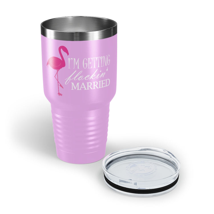 30oz Tumbler Stainless Steel Colors  Humorous Bridal Entourages Flamingoes Illustration Puns Hilarious Bridesmaids