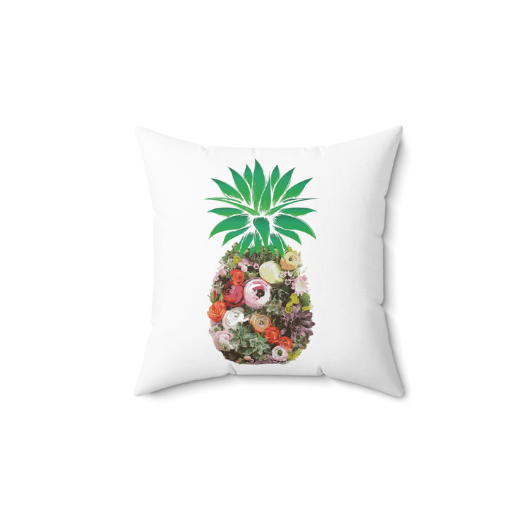 Floral Pineapple Aloha Summer Vegan Spun Polyester Square Pillow