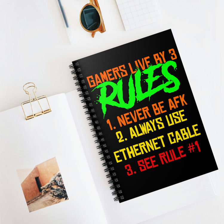 Spiral Notebook Hilarious Nostalgic Player 3 Rules Gamer Games Techie Lover Novelty Amusement Enthusiast