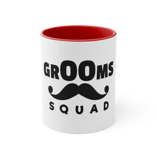 11oz Accent Coffee Mug Colors Funny Groom Squad Wedding Bachelors Mustache Wedding  Grooms Bridal Engagement Fiance