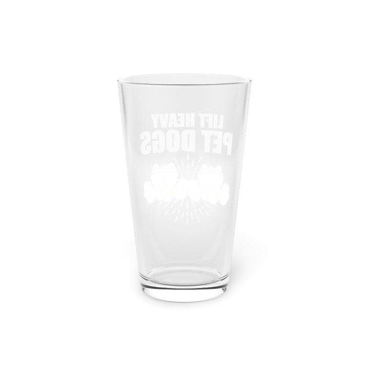 Beer Glass Pint 16oz Humorous Pet Dog Weightlifting Physical Fitness Enthusiast Novelty Weightlifter
