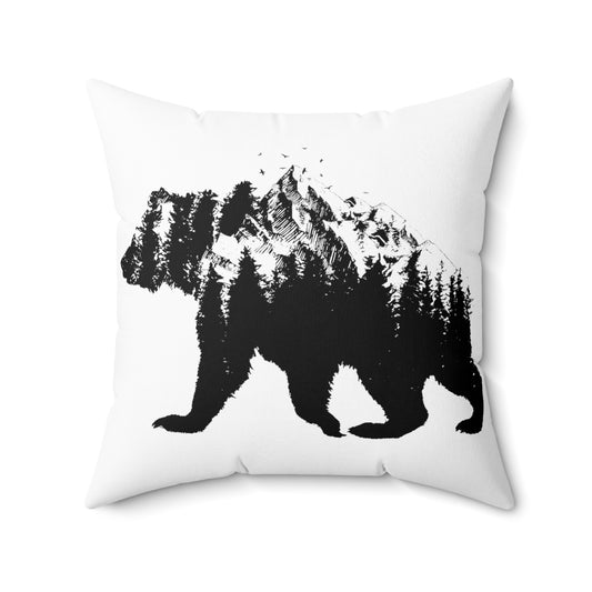 Bear National Park For Camping Hiking Travel Spun Polyester Square Pillow