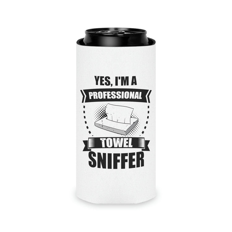 Beer Can Cooler Sleeve Funny I'm a Professional Towel Sniffer Snif Test  Humorous Scent Expert Smell Occupation