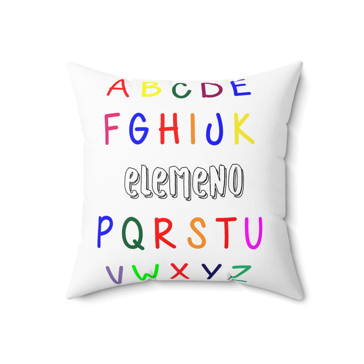 Funny Alphabet Kids Elemeno A to Z Teacher Spun Polyester Square Pillow