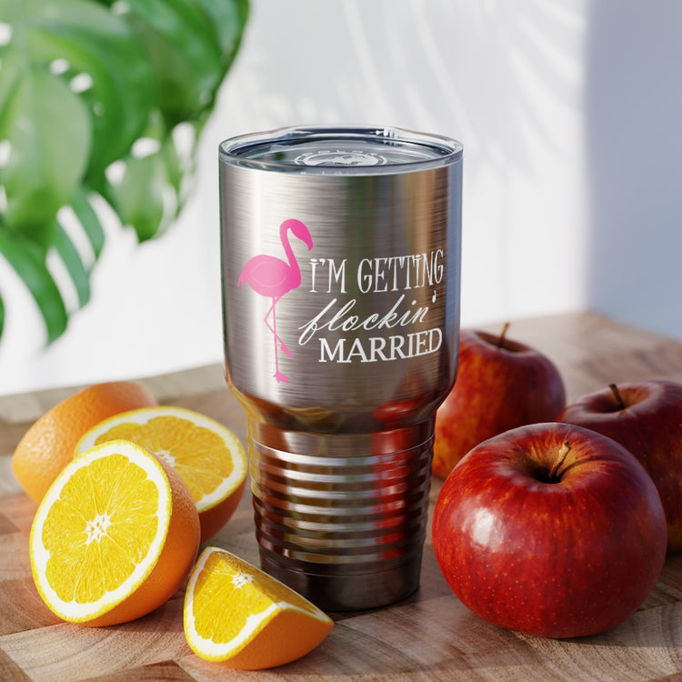 30oz Tumbler Stainless Steel Colors  Humorous Bridal Entourages Flamingoes Illustration Puns Hilarious Bridesmaids