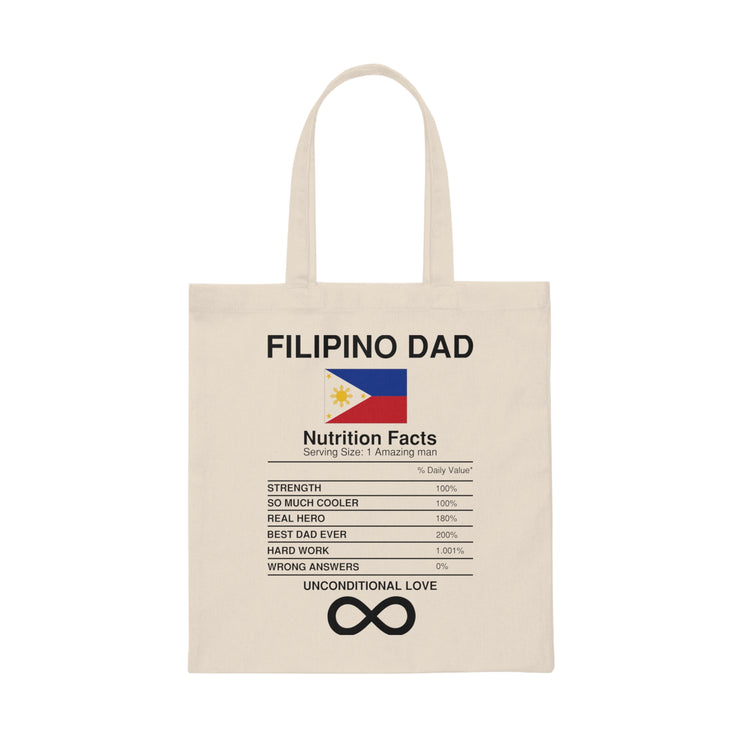 Humorous Filipino Nutrition Facts Enthusiasts Illustration Hilarious Father's day Asian Cuisines Sayings Canvas Tote Bag