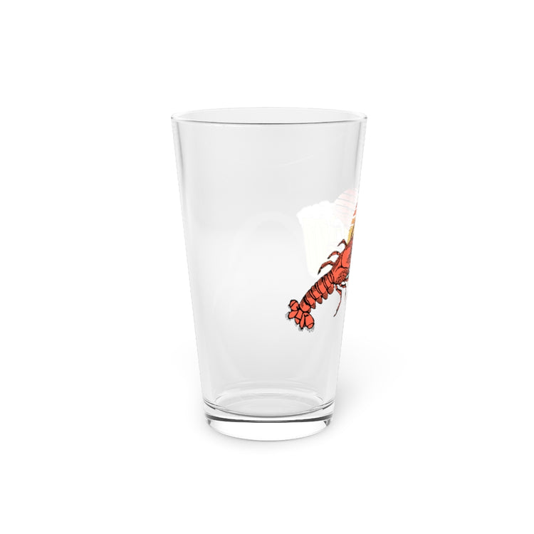 Beer Glass Pint 16oz  Hilarious Lobsters Opening Drinks Vacationing Illustration Vintage Seafood