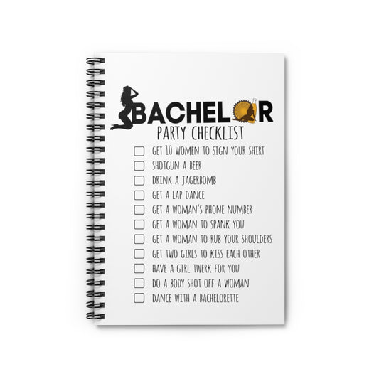 Spiral Notebook  Novelty Bachelors Funny Bridal Marriage Checklist Bride Humorous Engagement