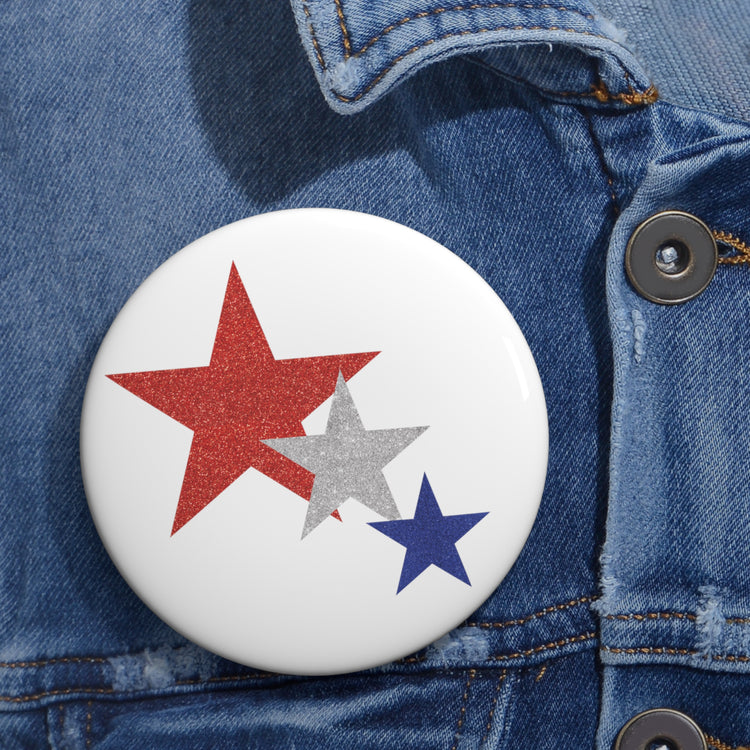 Three Stars Fourth Of July Custom Pin Buttons