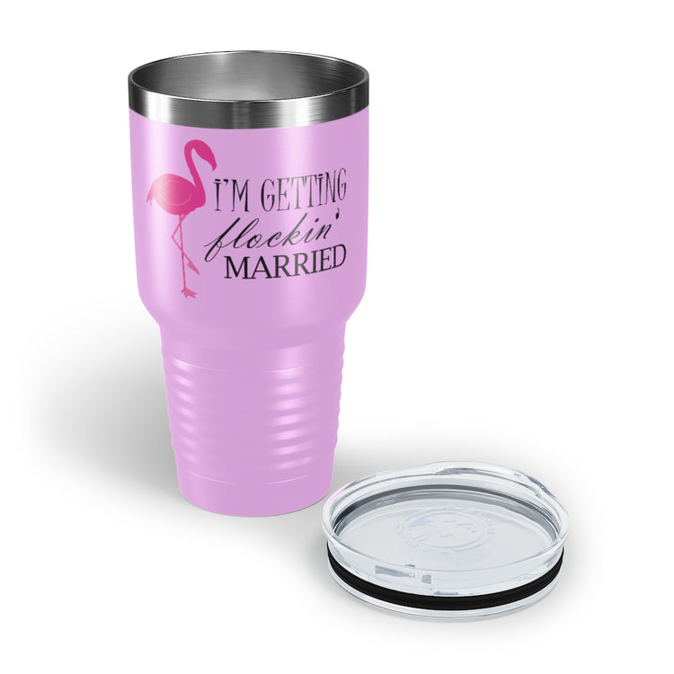 30oz Tumbler Stainless Steel Colors  Humorous Bridal Entourages Flamingoes Illustration Puns Hilarious Bridesmaids