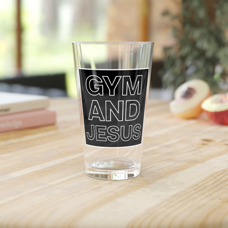 Beer Glass Pint 16oz  Novelty Cute Church Inspirational Cool Bodybuilder Christianity Workout