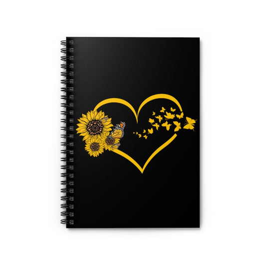 Spiral Notebook  Hilarious Sunflower Heart Butterflies Bohemian Enthusiast Humorous Hippy Flower Environment Biodiversity
