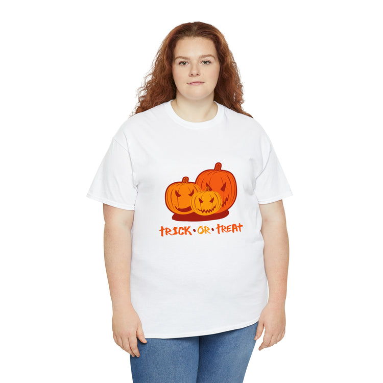 Shirt Funny Trick Or Treat Pumpkin Jack O Halloween Playful costume Lantern Graphic T-Shirt Unisex Heavy Cotton Tee