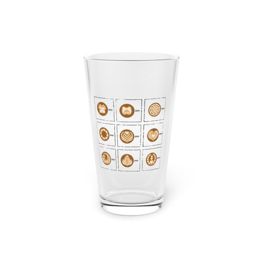 Beer Glass Pint 16oz  Humorous Espresso Arts Designs Caffeinated Drinks Lover Novelty Barman